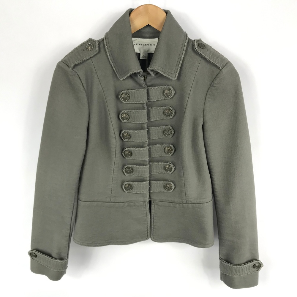 Banana Republic Military Style Jacket Olive Gray